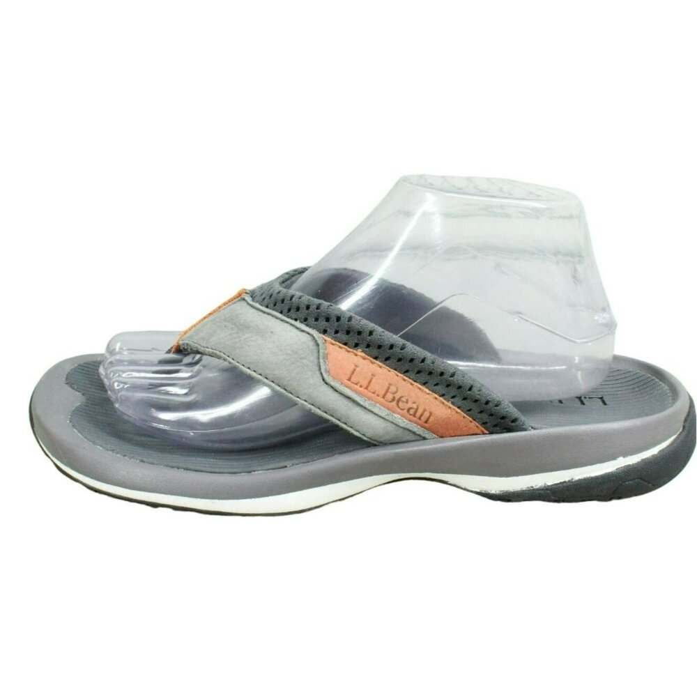 LL Bean Swift River Gray Suede Slip On Perforated Sports Flip-Flops Size 9 M